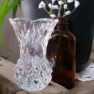 Vtg Princess House Crystal Pineapple Bud Vase
